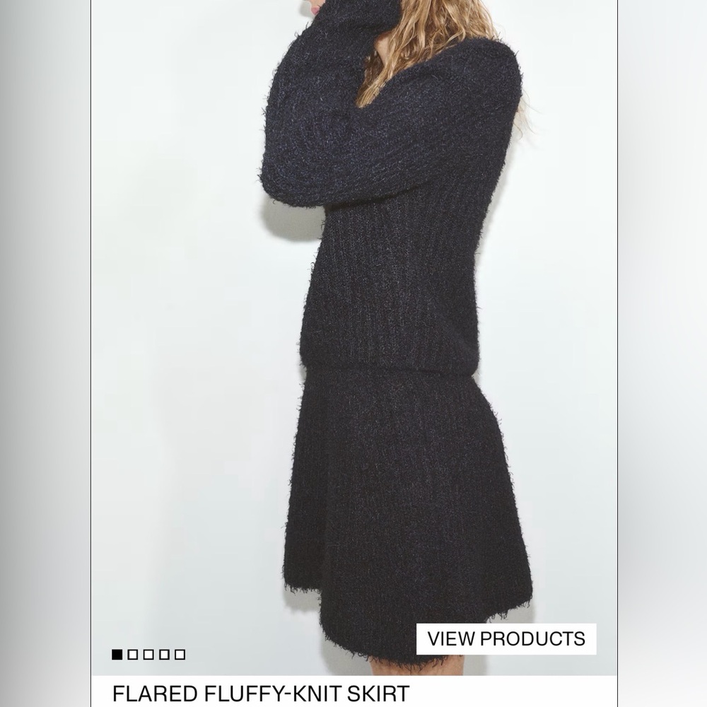 H&M Black Fluffy-Knit Skirt